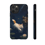 Turkish Van Swimming Cat Tough Case | Whimsical Night Pond, Lily Pads, Ducks