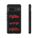C4 Corvette Art Phone Case Red, Three-View Vector Cover, Gift