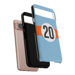 Copy of Blue Orange Number 20 Retro Racing Stripe Tough Phone Case Cover