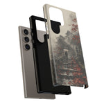 Autumn Temple Steps phone case | Japanese watercolor landscape cover