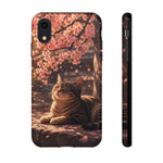 Cherry Blossom Cat Phone Case, Painterly Spring Art Cover