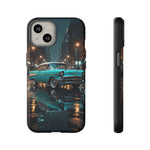 Vintage Teal 1957 Bel Air Classic Car Tough Case | Retro Rainy City Phone Cover