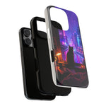 Lo-Fi Cat Neon Rain Window Vaporwave Art Tough Phone Case