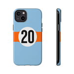 Copy of Blue Orange Number 20 Retro Racing Stripe Tough Phone Case Cover