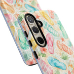 Watercolor Flip Flops pattern Tough Case | Beach Shells Phone Cover