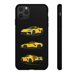 C8 Phone Case Yellow, Three-View Vector Cover, Gift for Vette Drivers