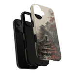 Autumn Temple Steps phone case | Japanese watercolor landscape cover