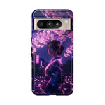 Cherry Blossom Neon Night Vaporwave Art Tough Phone Case