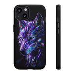 Holographic Wolf Phone Case, Fractured Prism Iridescent Cover