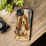 Guilty Basset Hound Phone Case, Muddy Watercolor Art Cover