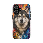 Alaskan Malamute Portrait Tough Phone Case - Vivid Paint Splatter