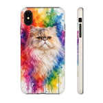 Persian Cat Watercolor Portrait Tough Phone Case - Rainbow