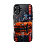Orange Supra Phone Case, Neon City Night JDM Sports Car Tough Cover