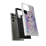 Pastel Cat Phone Case, Headphones Glitch Color Block Cover