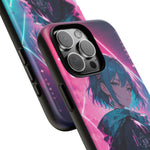 Anime Girl Phone Case Teal, Neon Kanji Calm Gradient Tough Cover