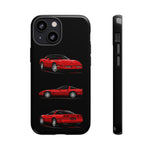 C4 Corvette Art Phone Case Red, Three-View Vector Cover, Gift