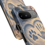 Pet Paw Print Phone Case Snow Heart Tough Cover Gift Art