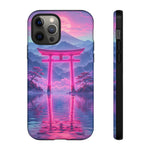 Neon Torii Gate Mountain Vaporwave Art Tough Phone Case