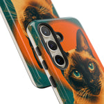 Siamese Cat Retro Halftone Portrait Case - Orange Teal Print