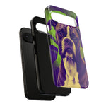 Boxer Halftone Portrait Tough Phone Case - Green and Violet