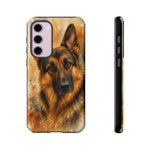 German Shepherd Loyal Watercolor Portrait Art Tough Phone Case
