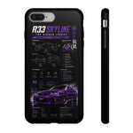 R33 Skyline Infographic Phone Case, Purple Spec Sheet Cover