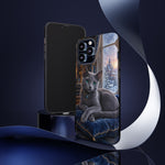 Regal Russian Blue Cat on Cushion Phone Case | Winter Castle Scene