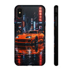 Orange Supra Phone Case, Neon City Night JDM Sports Car Tough Cover