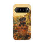 Rottweiler Puppy in Flower Pot Tough Case | Floral Dog Phone Cover