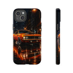 Orange Cuda Phone Case, Rainy City Night Muscle Car Tough Cover