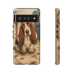 Guilty Basset Hound Phone Case, Muddy Watercolor Art Cover