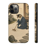 Zen Garden Cat Phone Case, Sand Spiral Japanese Art Cover