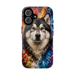 Alaskan Malamute Portrait Tough Phone Case - Vivid Paint Splatter