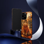 Autumn Cat Phone Case, Fallen Leaves Painterly Cover
