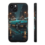Vintage Teal 1957 Bel Air Classic Car Tough Case | Retro Rainy City Phone Cover