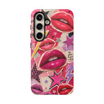 Pop Art Kiss Lip Pattern Phone Case | Bold Lightning Star Collage