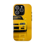 Yellow Skyline Phone Case, R34 GTR 90s JDM Legend Tough Cover for Men Gift