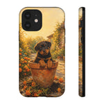Rottweiler Puppy in Flower Pot Tough Case | Floral Dog Phone Cover