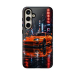 Orange Supra Phone Case, Neon City Night JDM Sports Car Tough Cover