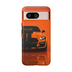 Orange Mustang Art Phone Case, GT500 American Muscle Car Tough Cover for Male