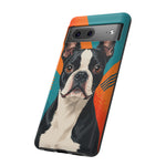 Boston Terrier Pop-Art Portrait Tough Phone Case - Teal Orange