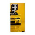 Yellow Skyline Phone Case, R34 GTR 90s JDM Legend Tough Cover for Men Gift