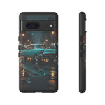 Vintage Teal 1957 Bel Air Classic Car Tough Case | Retro Rainy City Phone Cover