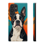 Boston Terrier Pop-Art Portrait Tough Phone Case - Teal Orange