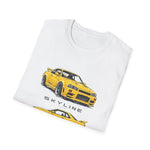 Yellow 1999 Skyline Illustration JDM T-Shirt | R34 GTR Car Trio