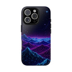 Retro Neon Mountains Phone Case | Vaporwave Galaxy Landscape
