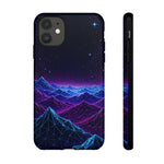 Retro Neon Mountains Phone Case | Vaporwave Galaxy Landscape