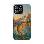 Leaping Golden Trout Lake Scene phone case | Tough Cover