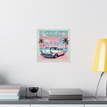 1957 Chevy Bel Air Poster Miami Retro Vaporwave Classic Car Sunset Wall Art