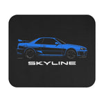 Skyline R34 JDM Car Mouse Pad – Blue GTR Drift Art, Non-Slip Rubber Base, 9.5x7.9 in